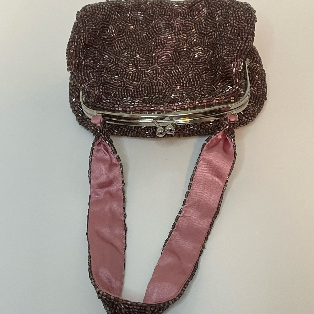 Valerie Stevens Beaded Cocktail Clutch with Pink Satin Lining - Picture 2 of 5